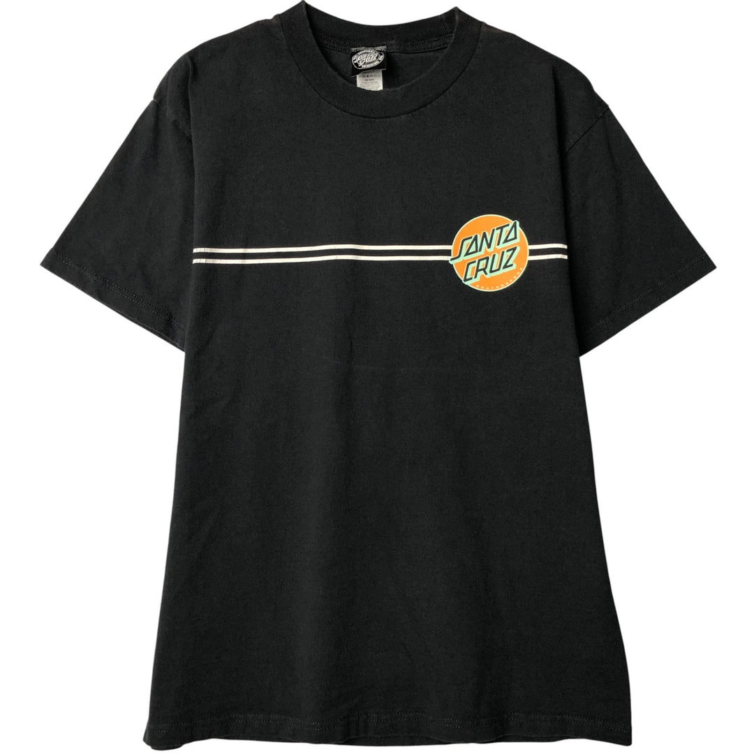 SANTA CRUZ Surf Skate T-shirt, Men's M size cotton black type Vintage Second Hand