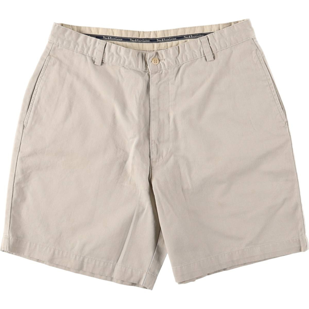 Ralph Lauren Polo Ralph Lauren Two-pleat Chino Shorts, Men's Size W34 cotton ivory Vintage Second Hand