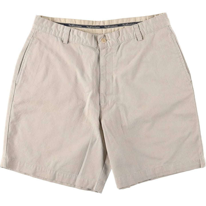 Ralph Lauren Polo Ralph Lauren Two-pleat Chino Shorts, Men's Size W34 cotton ivory Vintage Second Hand