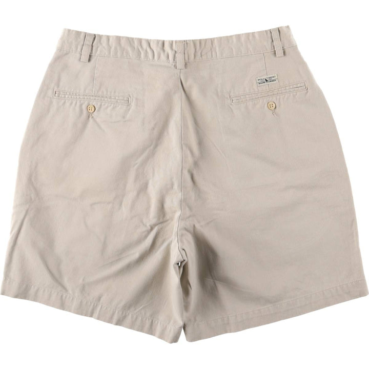 Ralph Lauren Polo Ralph Lauren Two-pleat Chino Shorts, Men's Size W34 cotton ivory Vintage Second Hand