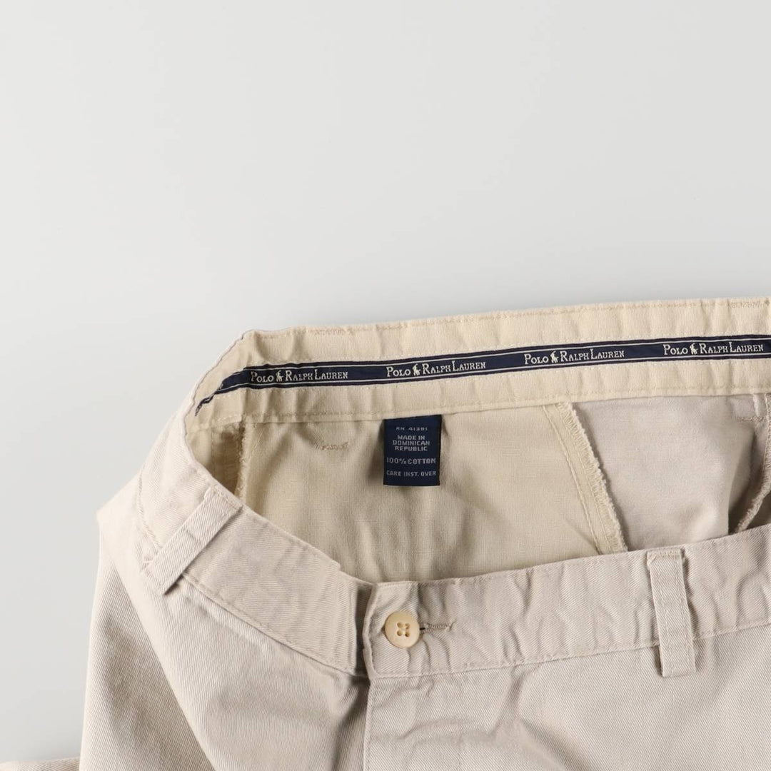 Ralph Lauren Polo Ralph Lauren Two-pleat Chino Shorts, Men's Size W34 cotton ivory Vintage Second Hand