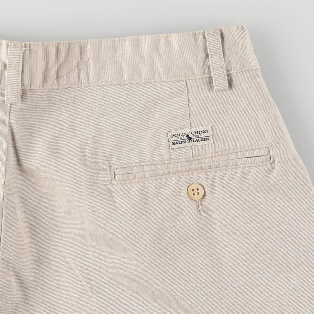 Ralph Lauren Polo Ralph Lauren Two-pleat Chino Shorts, Men's Size W34 cotton ivory Vintage Second Hand