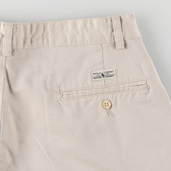 Ralph Lauren Polo Ralph Lauren Two-pleat Chino Shorts, Men's Size W34 cotton ivory Vintage Second Hand