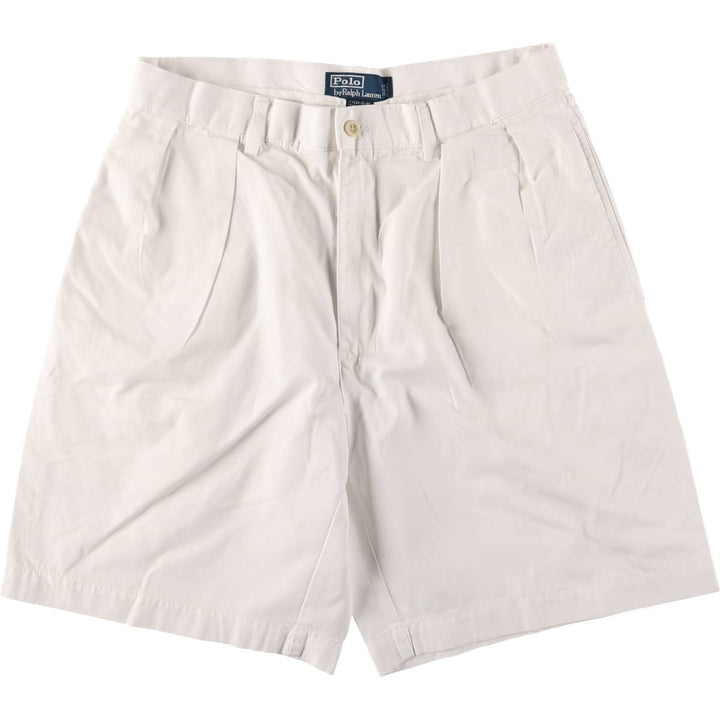 Ralph Lauren POLO by Ralph Lauren TYLER SHORT Two-pleat chino shorts, short pants, men's size W32 cotton white type Vintage Second Hand