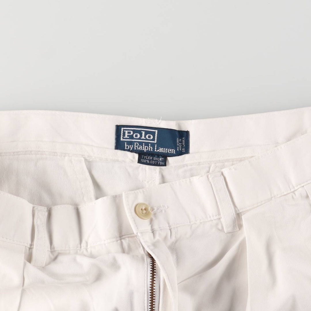 Ralph Lauren POLO by Ralph Lauren TYLER SHORT Two-pleat chino shorts, short pants, men's size W32 cotton white type Vintage Second Hand