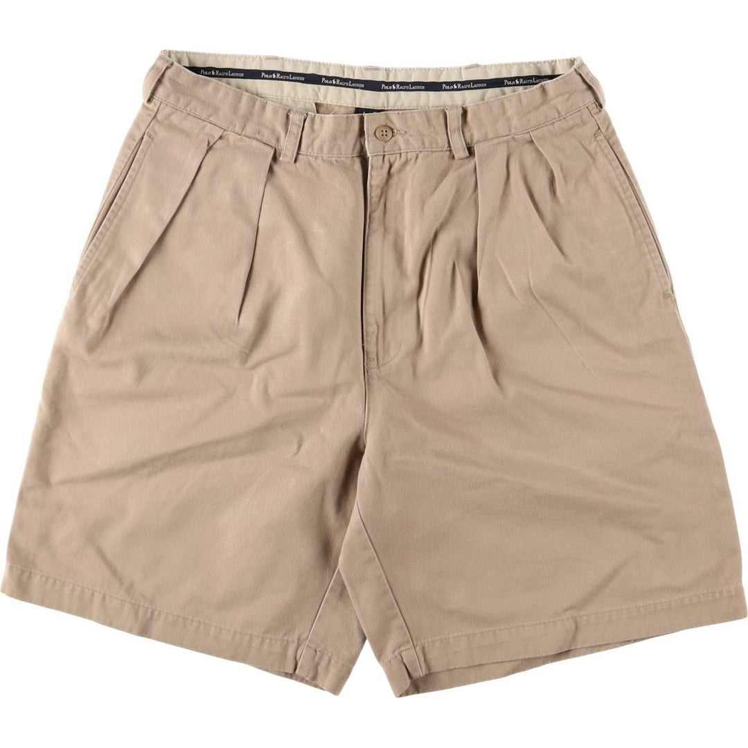 Ralph Lauren Polo Ralph Lauren Two-pleat Chino Shorts, Men's, Size W33 cotton Beige type Vintage Second Hand