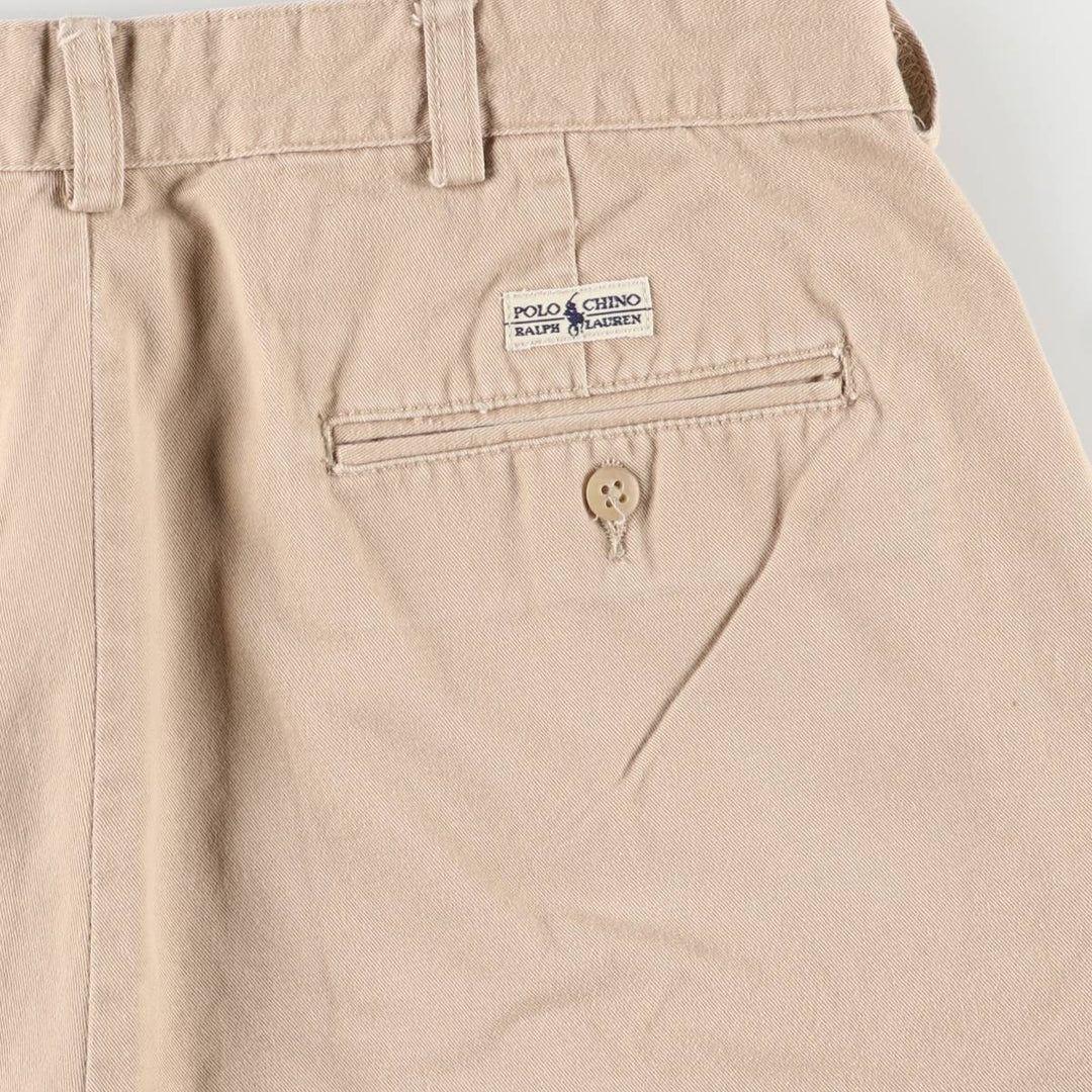 Ralph Lauren Polo Ralph Lauren Two-pleat Chino Shorts, Men's, Size W33 cotton Beige type Vintage Second Hand
