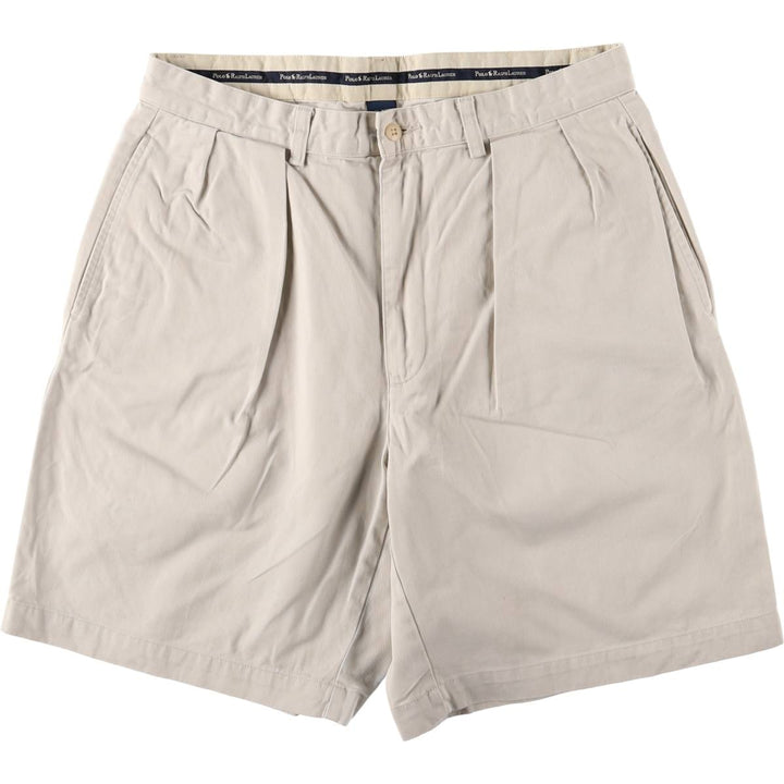 Ralph Lauren Polo Ralph Lauren Two-pleat Chino Shorts, Men's, Size W33 cotton ivory Vintage Second Hand
