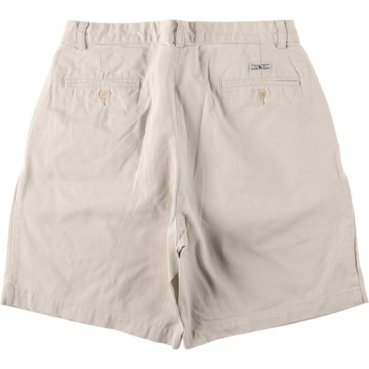 Ralph Lauren Polo Ralph Lauren Two-pleat Chino Shorts, Men's, Size W33 cotton ivory Vintage Second Hand