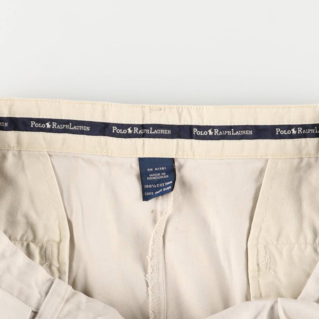 Ralph Lauren Polo Ralph Lauren Two-pleat Chino Shorts, Men's, Size W33 cotton ivory Vintage Second Hand