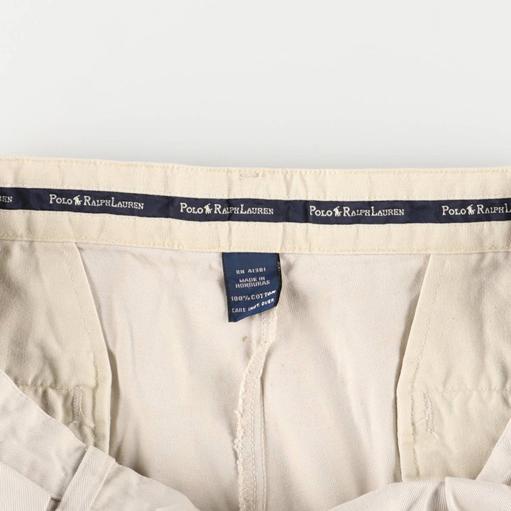Ralph Lauren Polo Ralph Lauren Two-pleat Chino Shorts, Men's, Size W33 cotton ivory Vintage Second Hand