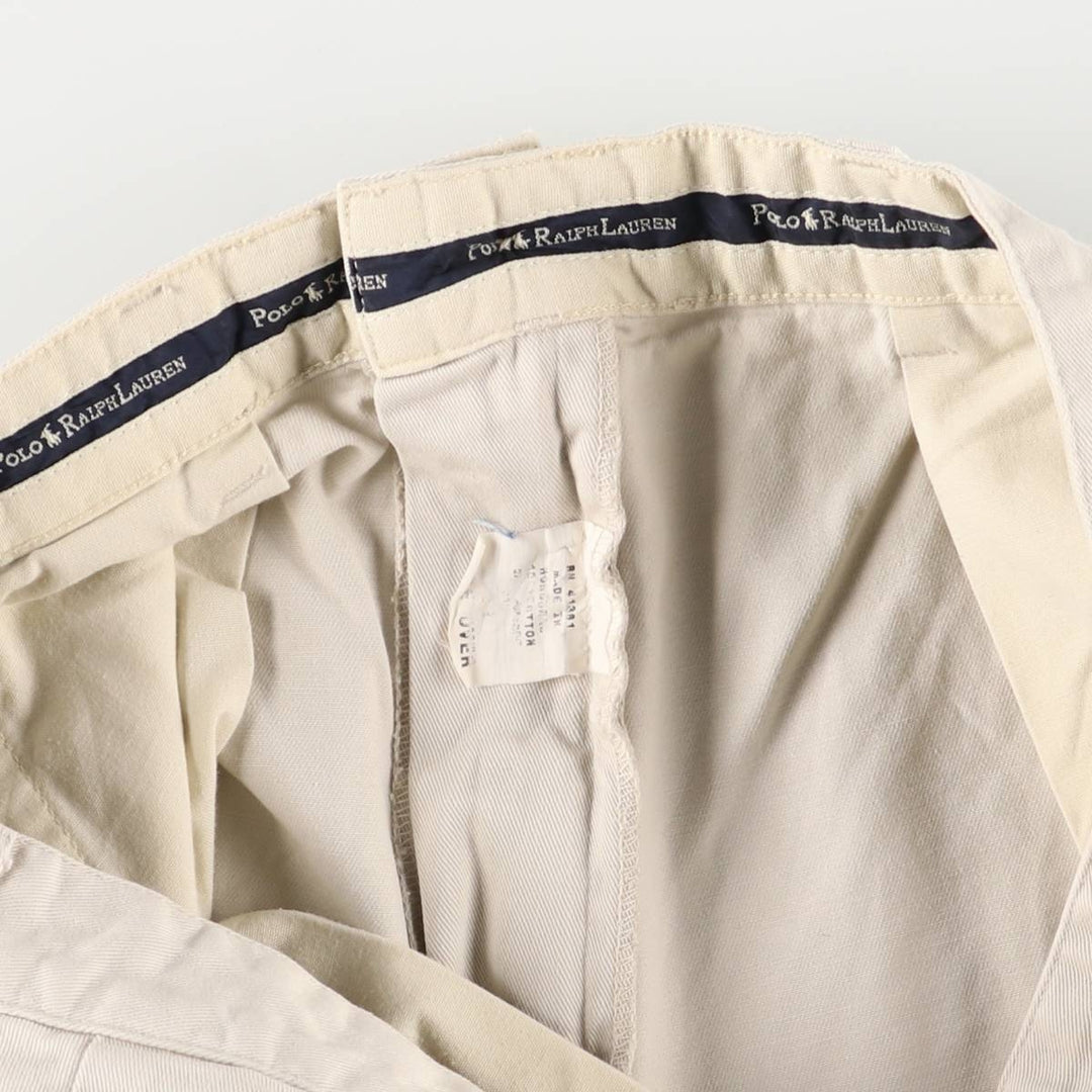 Ralph Lauren Polo Ralph Lauren Two-pleat Chino Shorts, Men's, Size W33 cotton ivory Vintage Second Hand