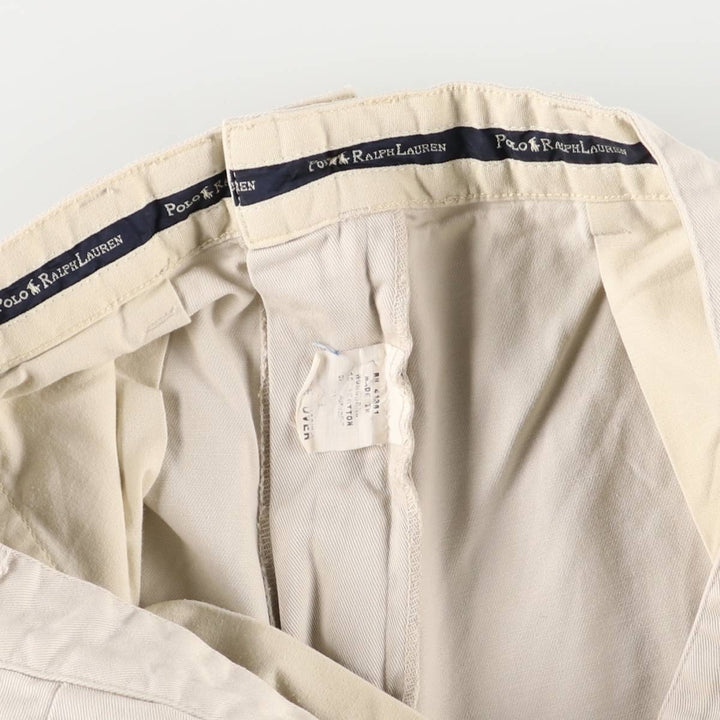 Ralph Lauren Polo Ralph Lauren Two-pleat Chino Shorts, Men's, Size W33 cotton ivory Vintage Second Hand