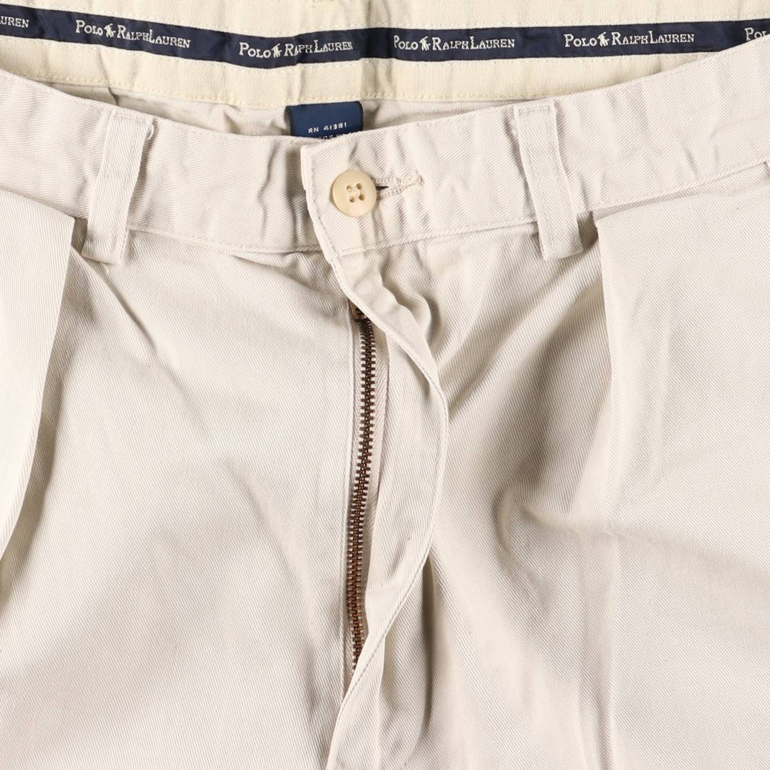 Ralph Lauren Polo Ralph Lauren Two-pleat Chino Shorts, Men's, Size W33 cotton ivory Vintage Second Hand