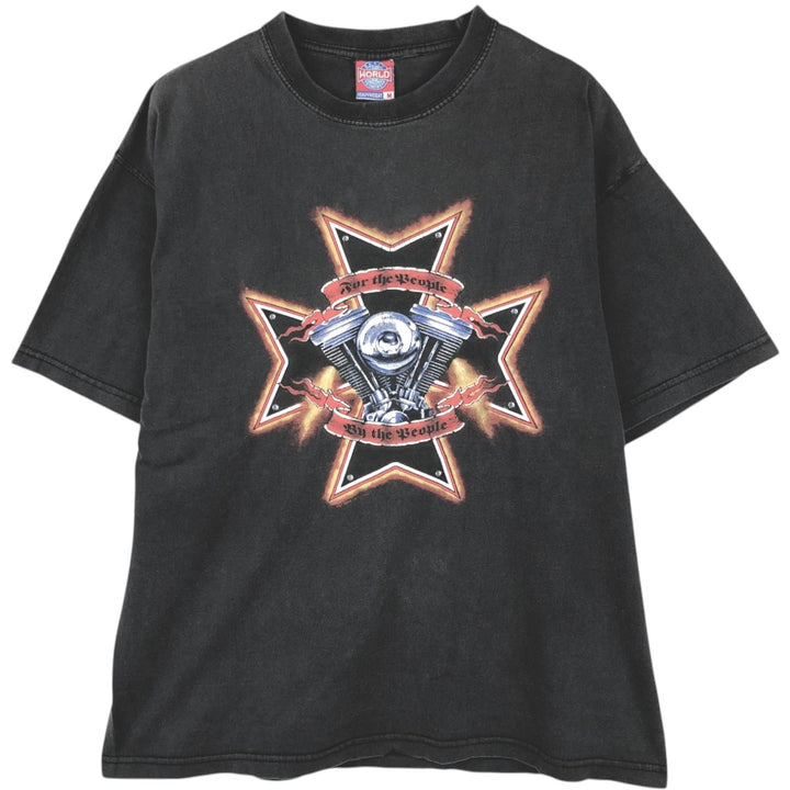 BASIC WORLD PROMOWEAR Engine Motorcycle Bike T-Shirt (Men's Size M) cotton black type Vintage Second Hand