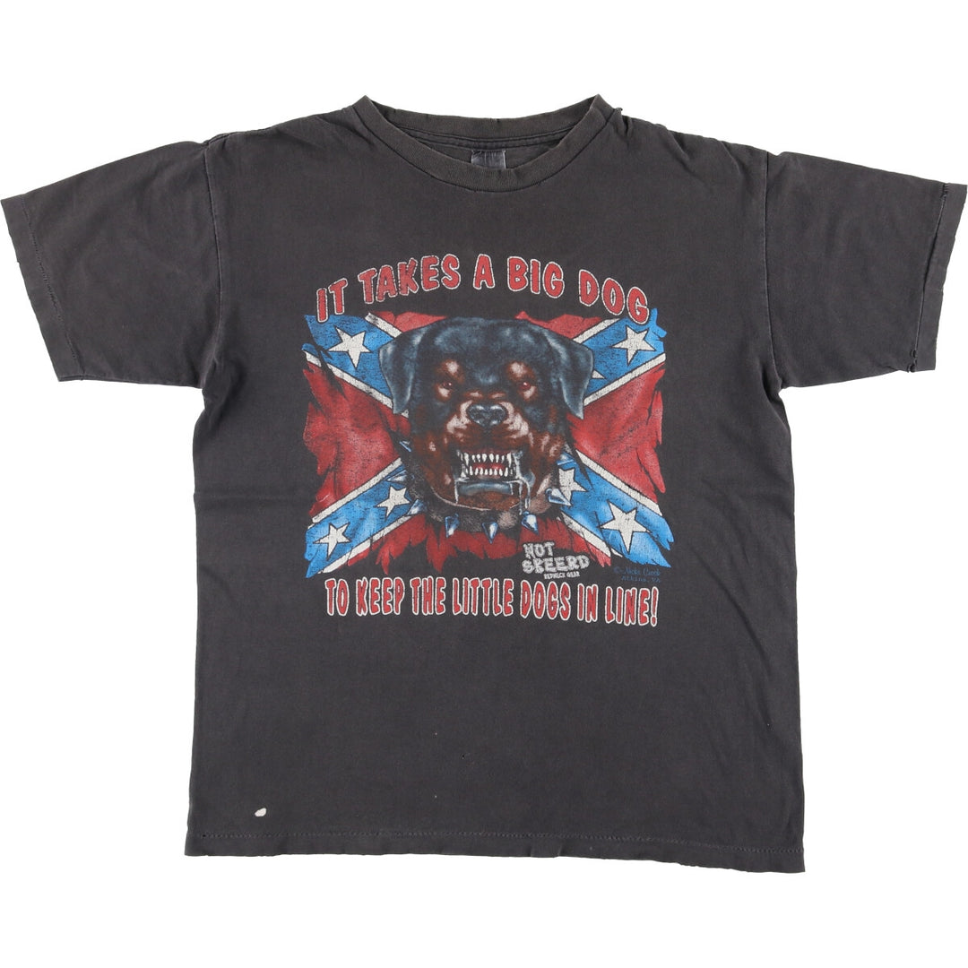 90'S vintage dog print animal t-shirt, size L for men unclear Charcoal Vintage Second Hand