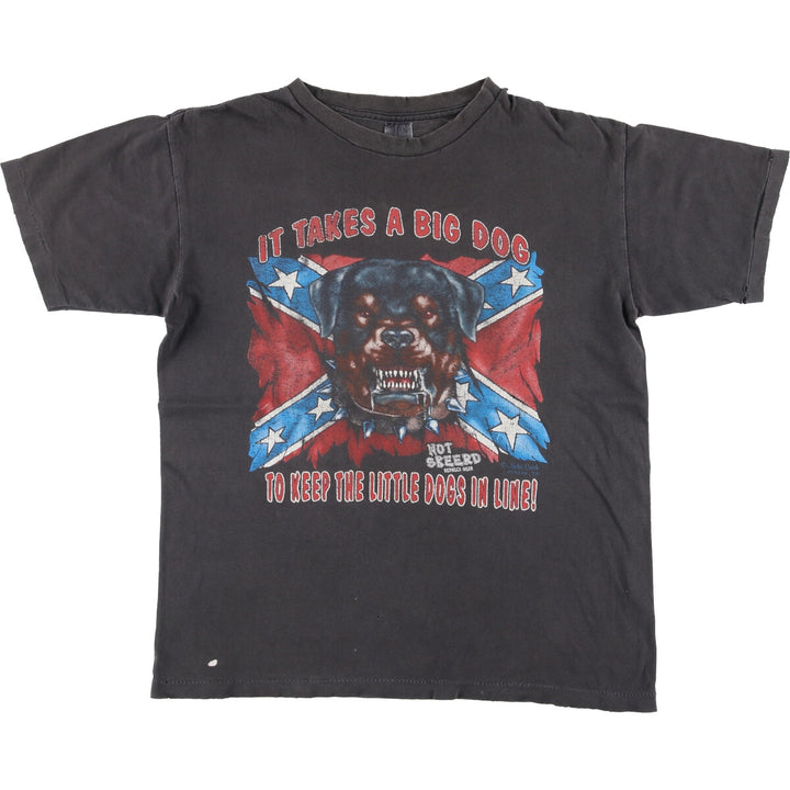 90'S vintage dog print animal t-shirt, size L for men unclear Charcoal Vintage Second Hand