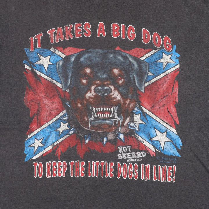 90'S vintage dog print animal t-shirt, size L for men unclear Charcoal Vintage Second Hand