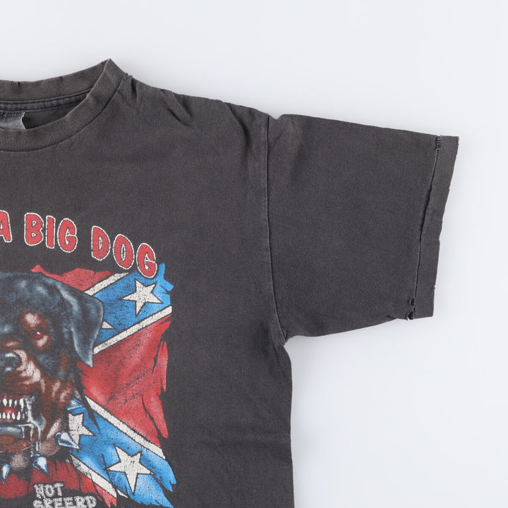 90'S vintage dog print animal t-shirt, size L for men unclear Charcoal Vintage Second Hand