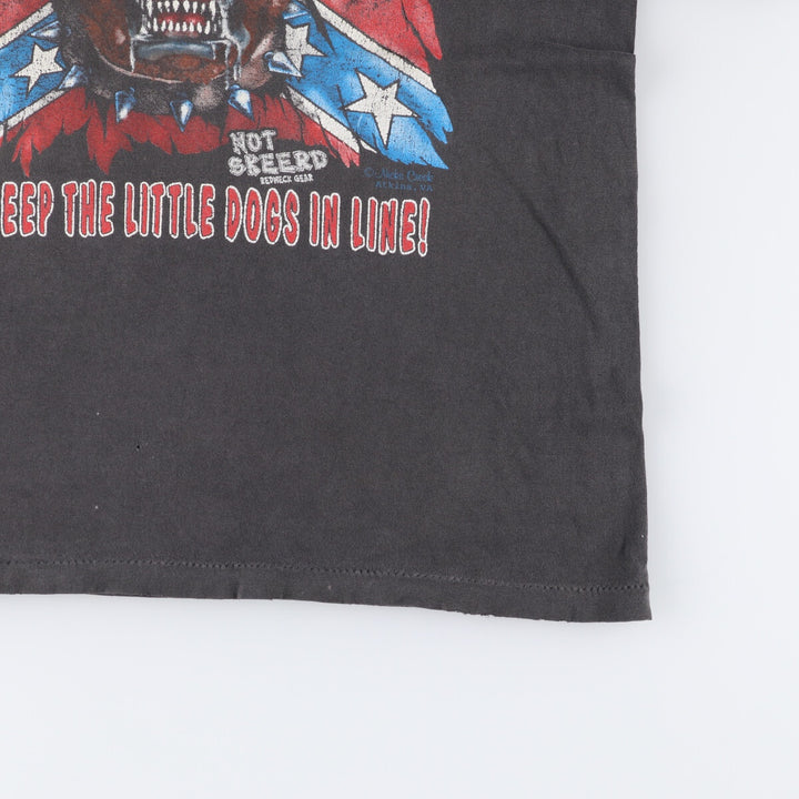 90'S vintage dog print animal t-shirt, size L for men unclear Charcoal Vintage Second Hand