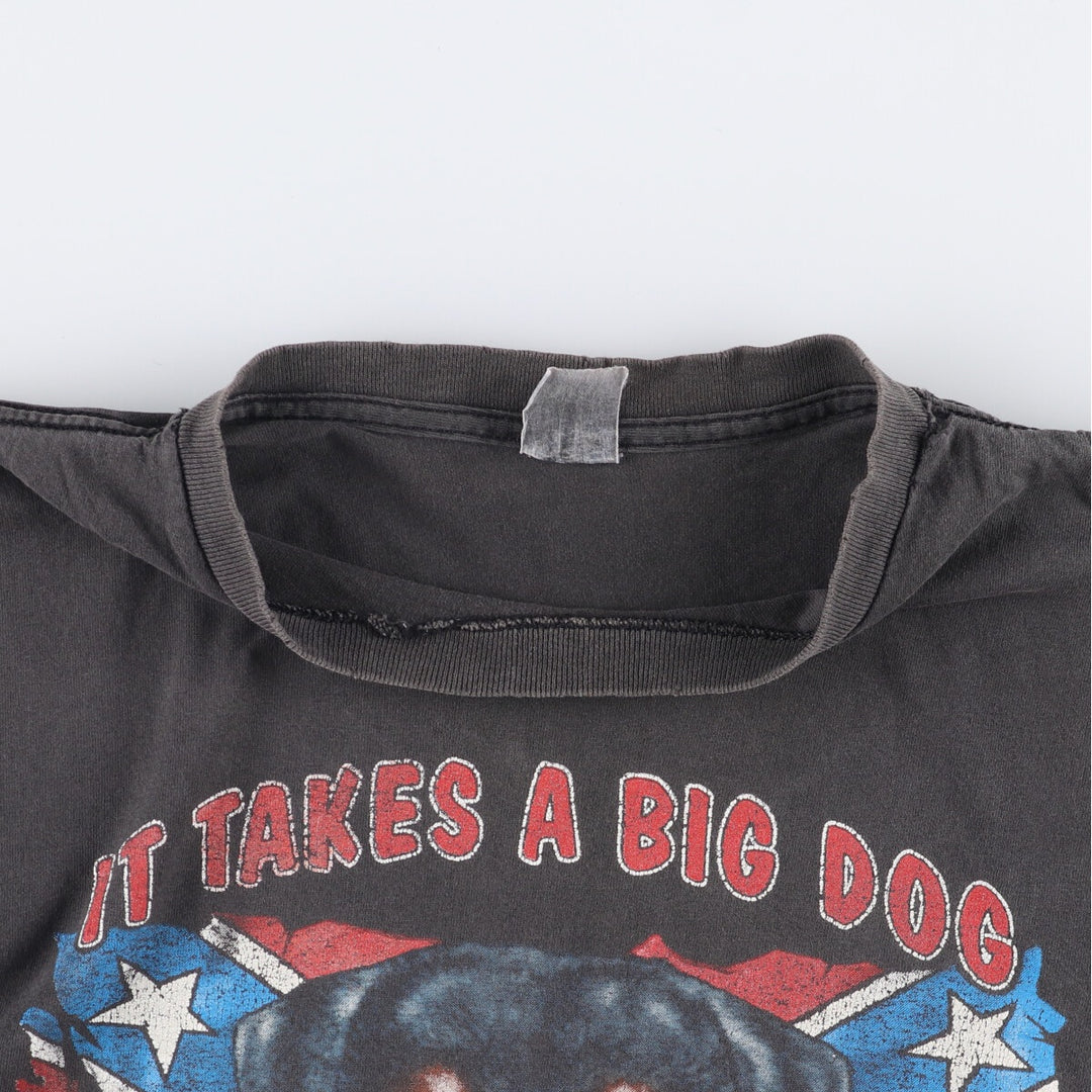 90'S vintage dog print animal t-shirt, size L for men unclear Charcoal Vintage Second Hand