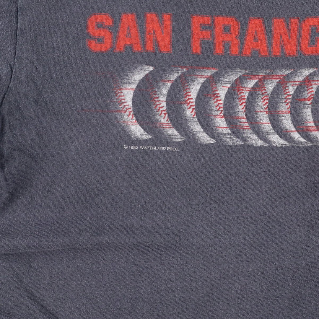 Vintage 1980'S Hanes MLB San Francisco Giants logo print T-shirt, Made in USA, Men's size M cotton Charcoal Vintage Second Hand