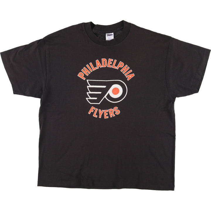 TRENCH NHL PHILADELPHIA FLYERS Philadelphia Flyers Logo Print T-Shirt, Made in USA, Men's XL cotton black type Vintage Second Hand
