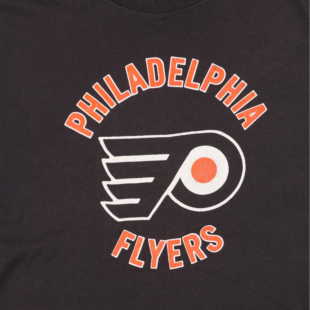 TRENCH NHL PHILADELPHIA FLYERS Philadelphia Flyers Logo Print T-Shirt, Made in USA, Men's XL cotton black type Vintage Second Hand