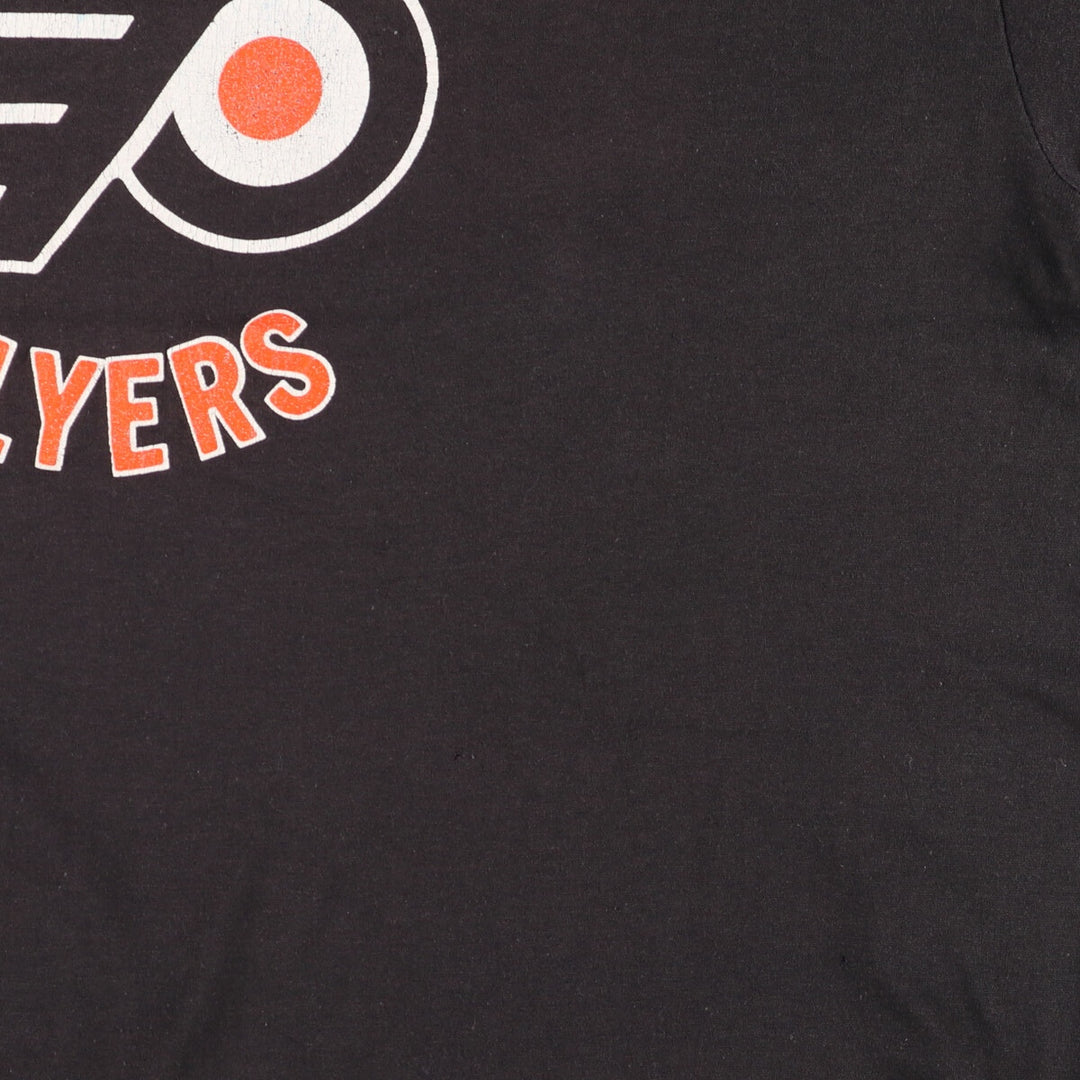 TRENCH NHL PHILADELPHIA FLYERS Philadelphia Flyers Logo Print T-Shirt, Made in USA, Men's XL cotton black type Vintage Second Hand