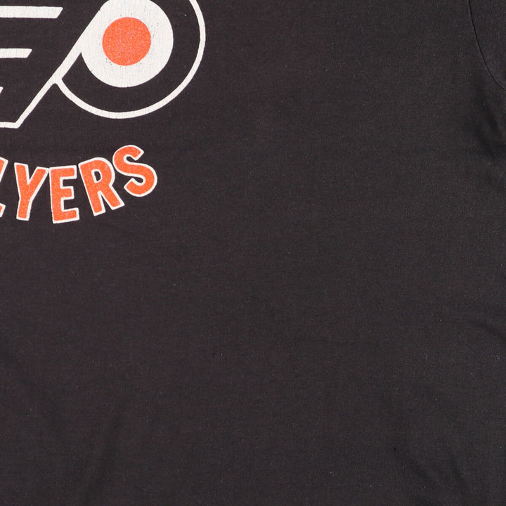 TRENCH NHL PHILADELPHIA FLYERS Philadelphia Flyers Logo Print T-Shirt, Made in USA, Men's XL cotton black type Vintage Second Hand