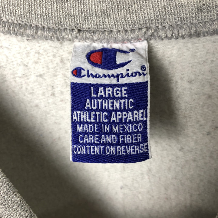 90'S Champion Authentic Athletic Apparel Triple Print College Sweatshirt, Men's Size L cotton gray type Vintage Second Hand