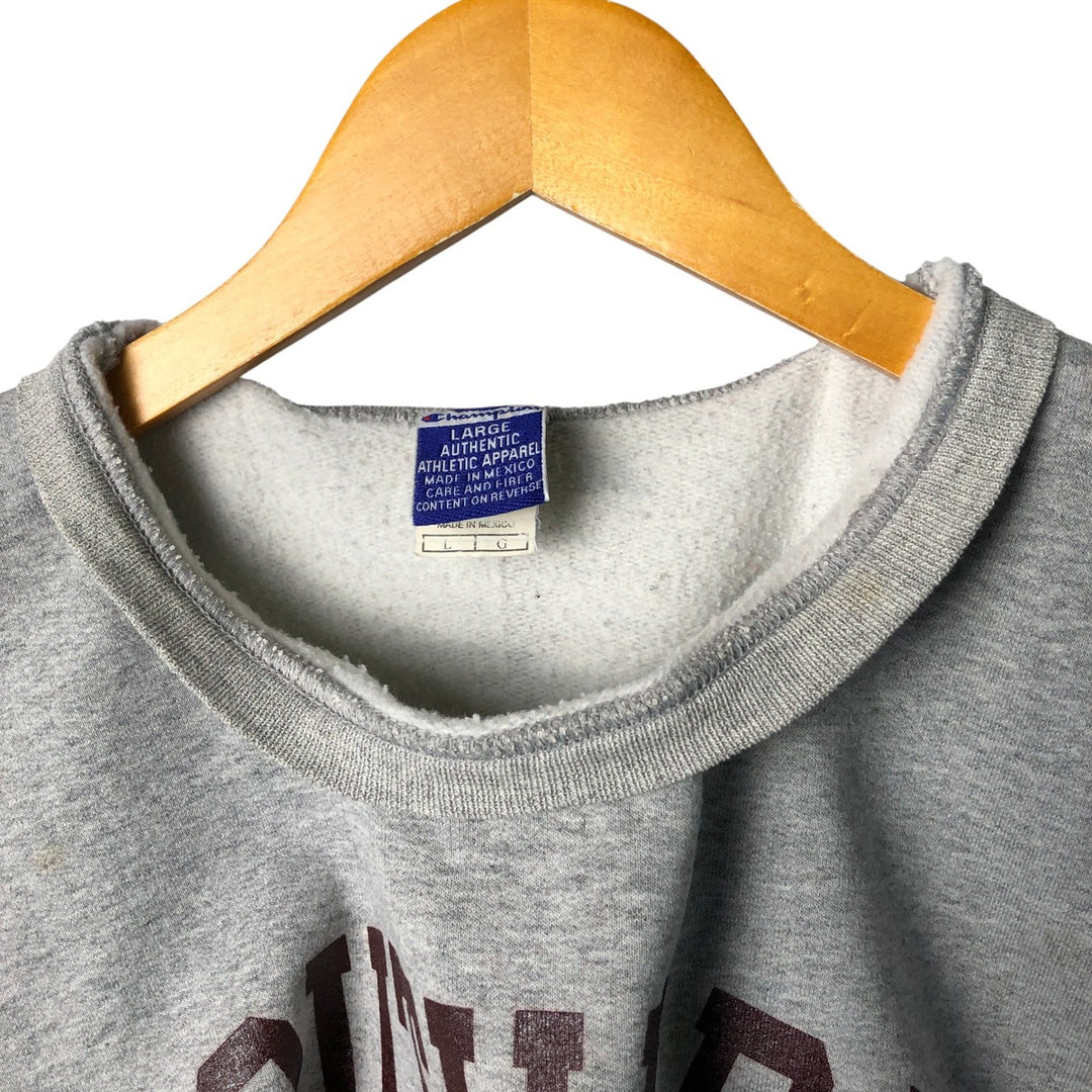 90'S Champion Authentic Athletic Apparel Triple Print College Sweatshirt, Men's Size L cotton gray type Vintage Second Hand