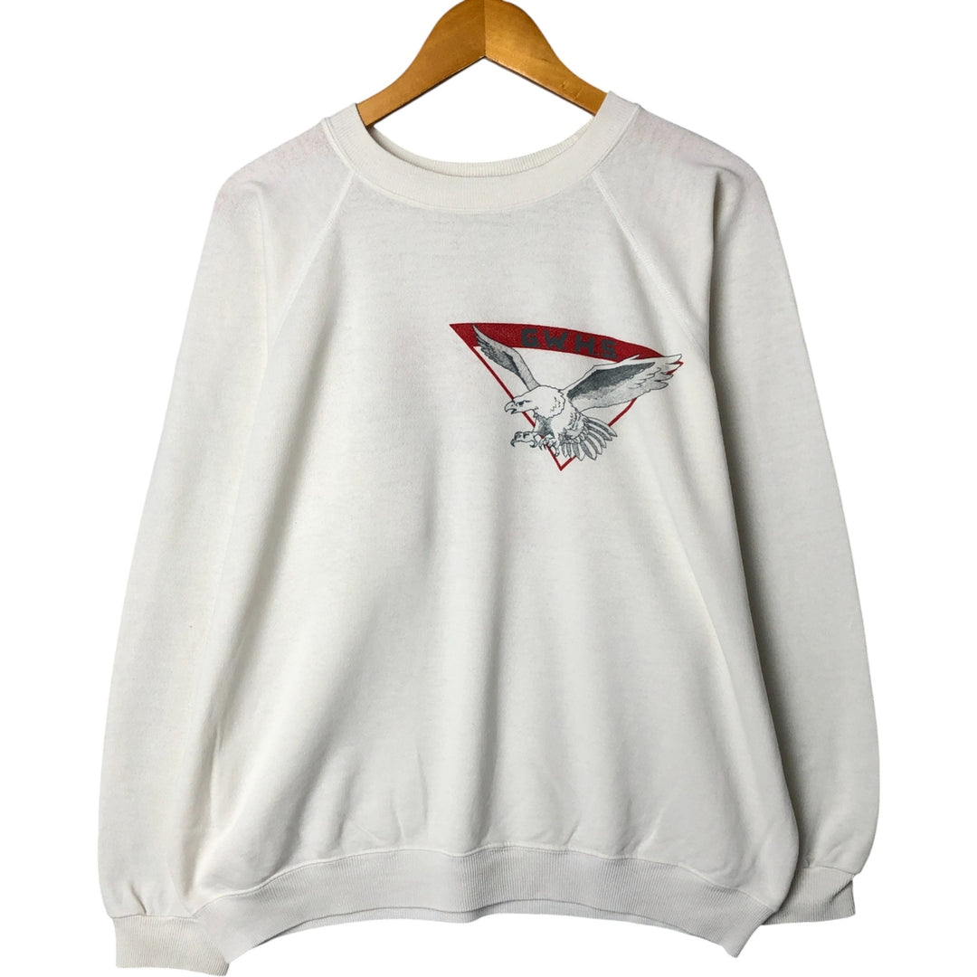 Vintage 1980'S Hanes blue tag eagle pattern animal print sweatshirt, made in the USA, men's size XL. cotton pale white type Vintage Second Hand