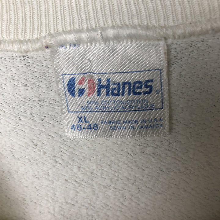Vintage 1980'S Hanes blue tag eagle pattern animal print sweatshirt, made in the USA, men's size XL. cotton pale white type Vintage Second Hand