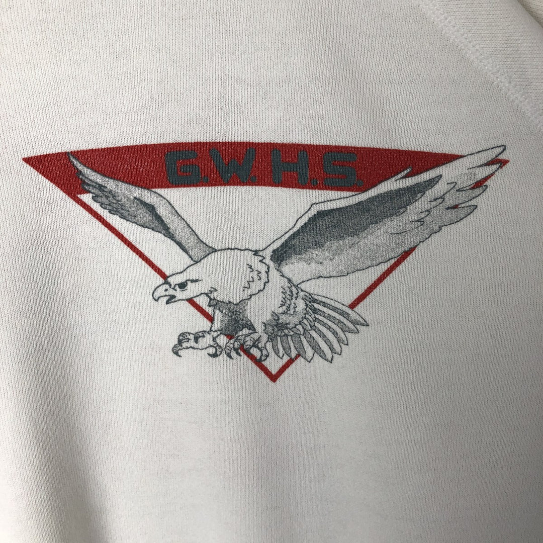 Vintage 1980'S Hanes blue tag eagle pattern animal print sweatshirt, made in the USA, men's size XL. cotton pale white type Vintage Second Hand