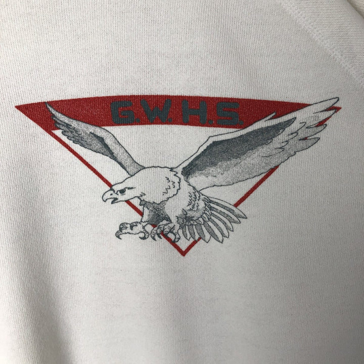 Vintage 1980'S Hanes blue tag eagle pattern animal print sweatshirt, made in the USA, men's size XL. cotton pale white type Vintage Second Hand