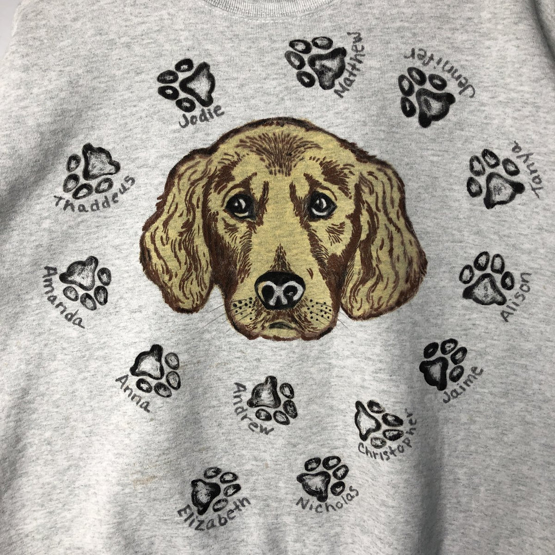 Vintage PRO SPIRIT Dog Print Animal Sweatshirt, Made in USA, Men's XXL cotton gray type Vintage Second Hand