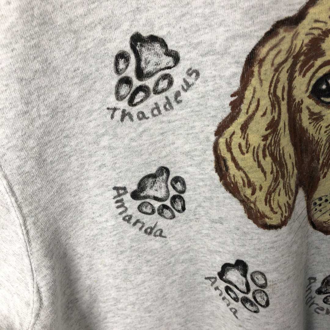 Vintage PRO SPIRIT Dog Print Animal Sweatshirt, Made in USA, Men's XXL cotton gray type Vintage Second Hand