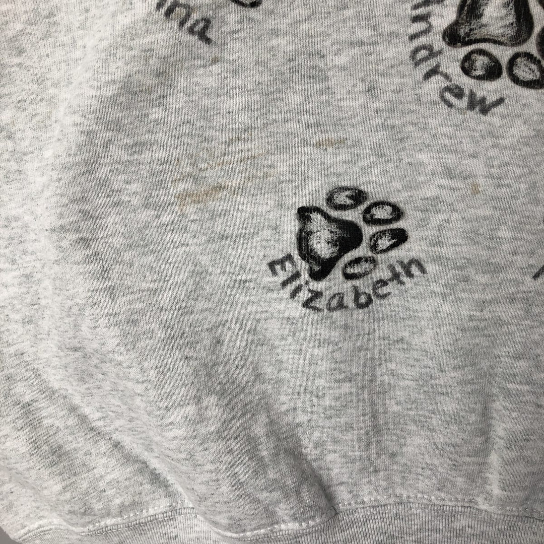 Vintage PRO SPIRIT Dog Print Animal Sweatshirt, Made in USA, Men's XXL cotton gray type Vintage Second Hand