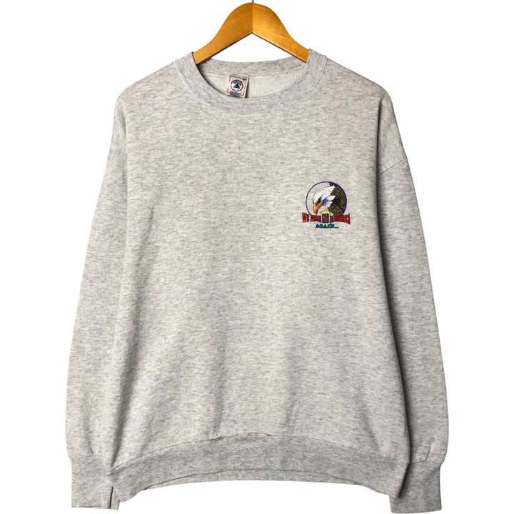 Vintage 90'S Delta Mid-Weight Eagle Pattern Animal Print Sweatshirt, Made in USA, Men's Size L cotton gray type Vintage Second Hand