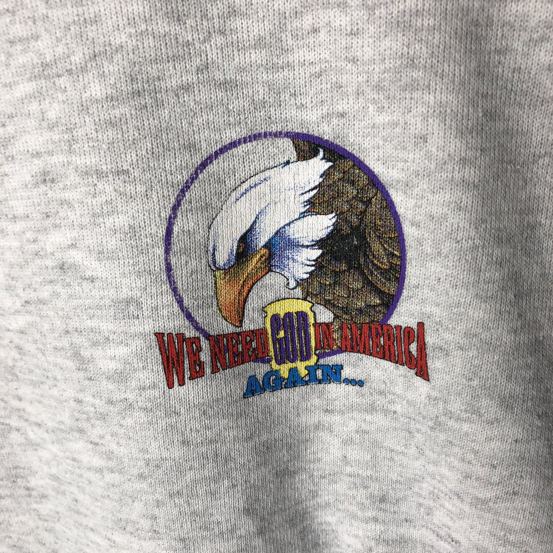 Vintage 90'S Delta Mid-Weight Eagle Pattern Animal Print Sweatshirt, Made in USA, Men's Size L cotton gray type Vintage Second Hand