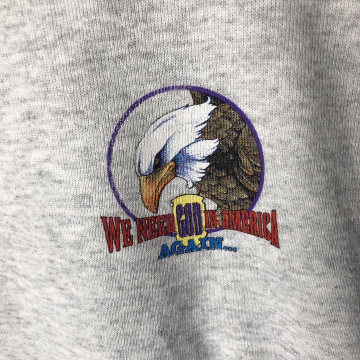 Vintage 90'S Delta Mid-Weight Eagle Pattern Animal Print Sweatshirt, Made in USA, Men's Size L cotton gray type Vintage Second Hand