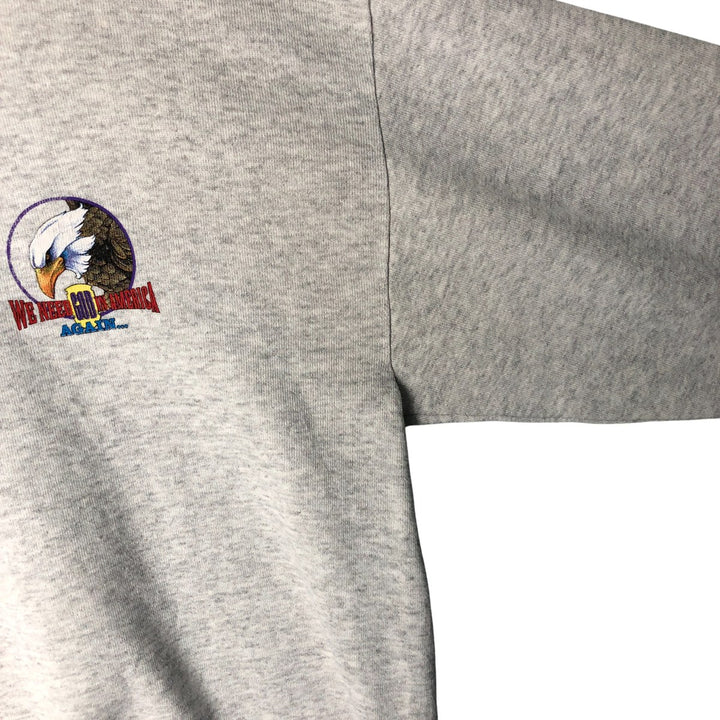 Vintage 90'S Delta Mid-Weight Eagle Pattern Animal Print Sweatshirt, Made in USA, Men's Size L cotton gray type Vintage Second Hand