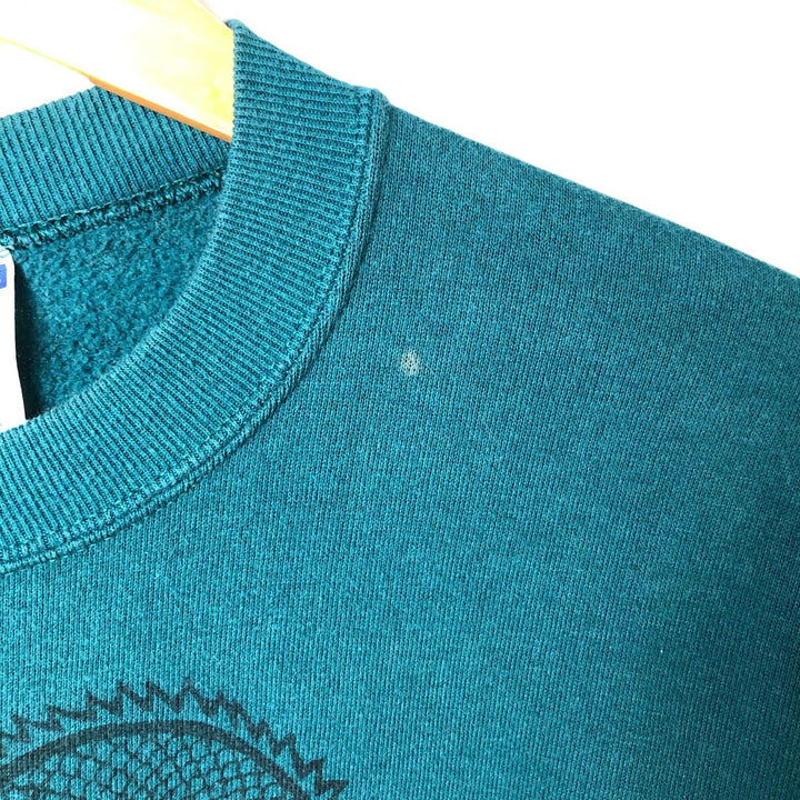 Vintage 90'S Jerzees Dragon Print Sweatshirt, Made in USA, Men's Size Large cotton green type Vintage Second Hand