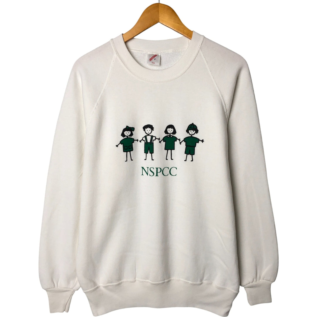 Vintage 80s-90'S Jerzees printed sweatshirt, made in Scotland, men's size XL cotton white type Vintage Second Hand