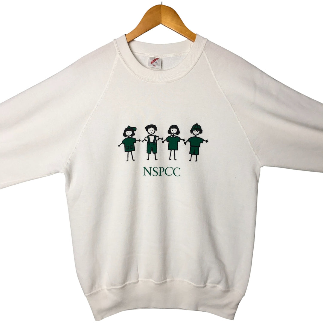 Vintage 80s-90'S Jerzees printed sweatshirt, made in Scotland, men's size XL cotton white type Vintage Second Hand