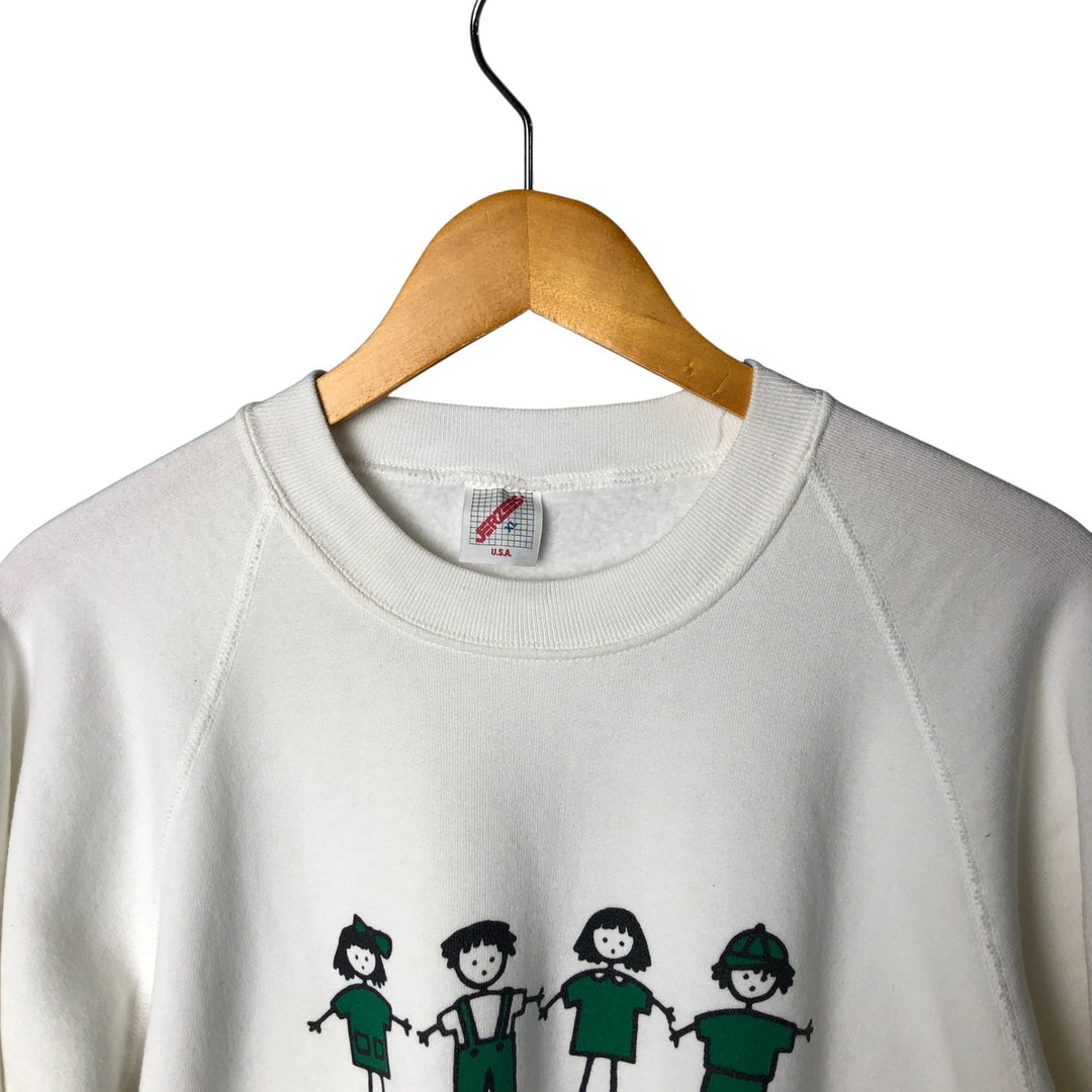 Vintage 80s-90'S Jerzees printed sweatshirt, made in Scotland, men's size XL cotton white type Vintage Second Hand