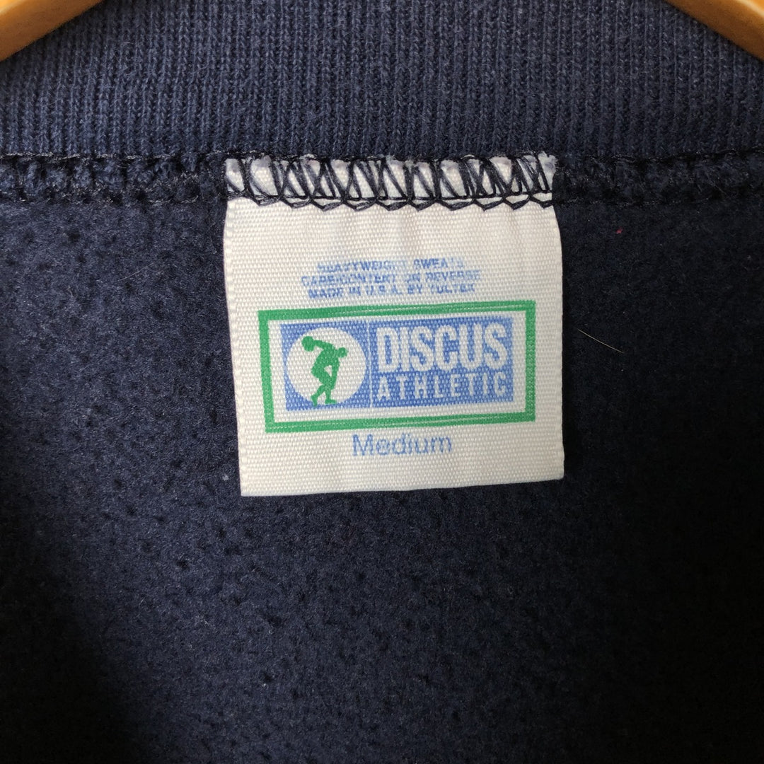 Vintage 90'S Discus Athletic print sweatshirt, made in the USA, size M, men's cotton navy blue type Vintage Second Hand