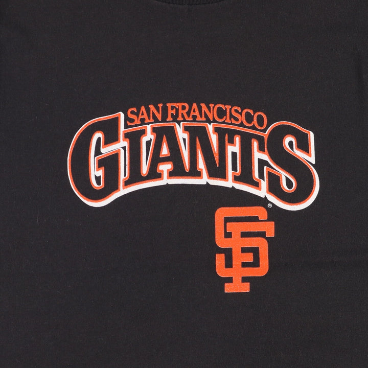 TRENCH MLB SAN FRANCISCO GIANTS Logo Print T-Shirt, Made in USA, Men's Size Small cotton black type Vintage Second Hand
