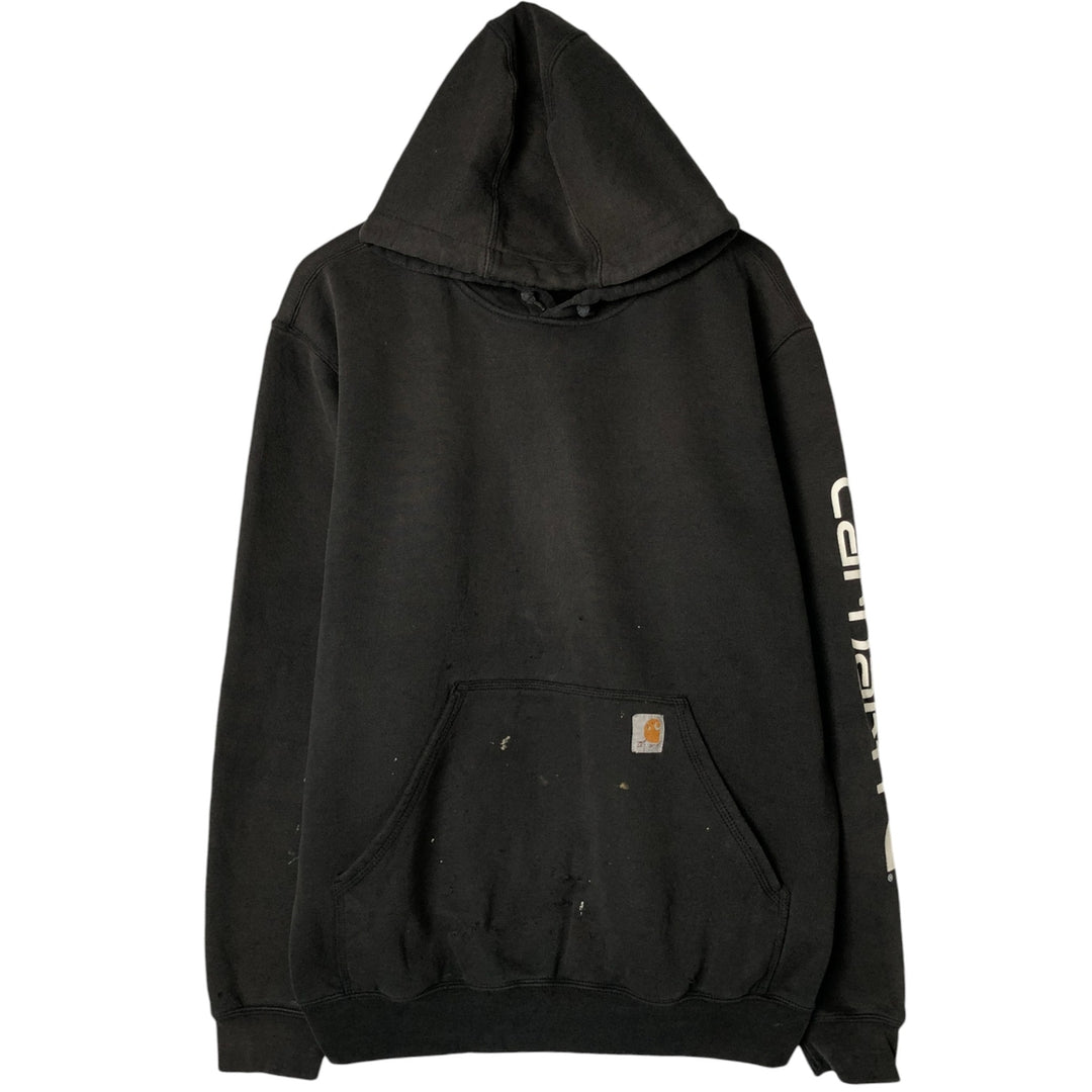 Carhartt ORIGINAL FIT sweatshirt pullover hoodie, men's size L cotton Charcoal Vintage Second Hand